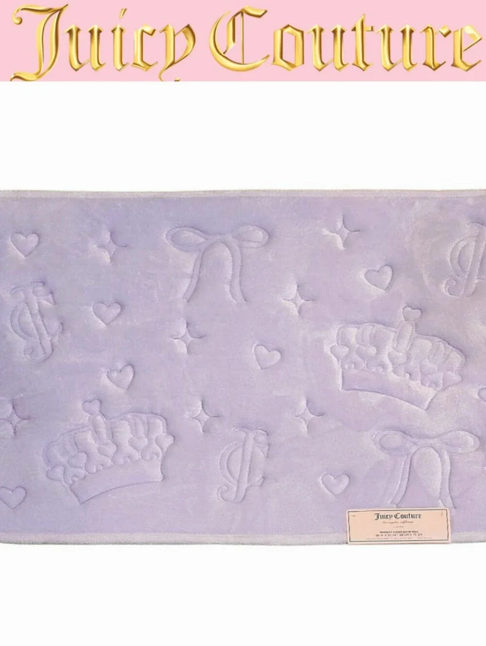 Juicy Couture Home Embossed Logo Crown, Hearts, & Bows Memory Foam Bath Rug